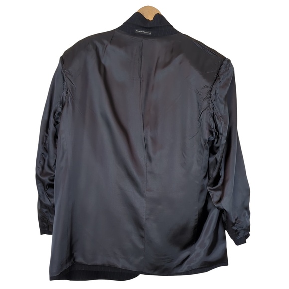 Oscar De La Renta Charcoal Grey w/Blue Pinstripe Virgin Wool Blazer - Picture 16 of 16